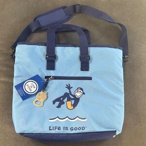 Life Is Good 36 Can Blue Deluxe Insulated Tote Cooler Bag NWT